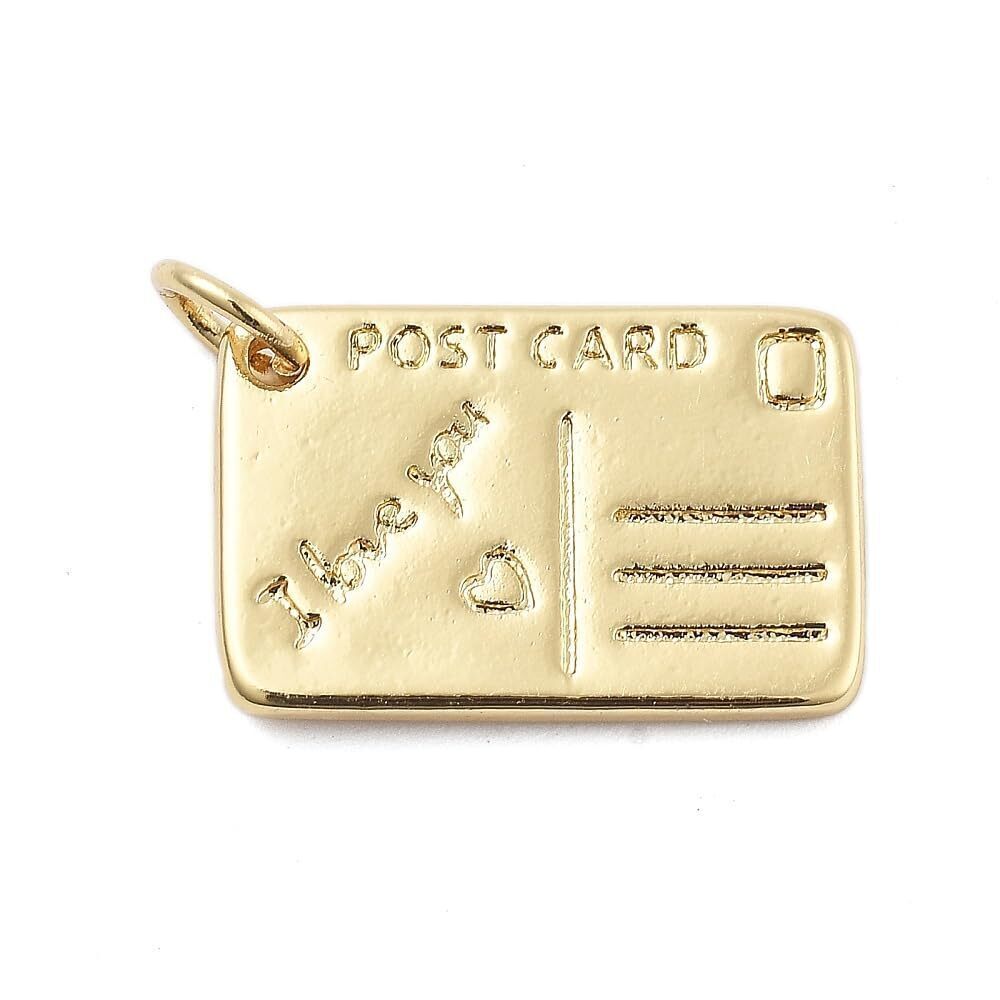 2323 20Pcs Gold Plated Postcard Charms Brass Letter Envelope Charms